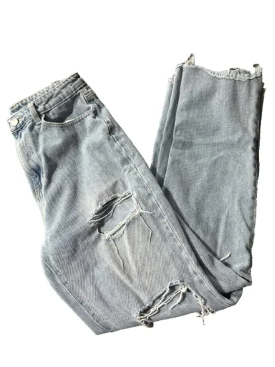 SHEIN Jeans Womens Medium US 6 Light Blue Distressed High Rise Streetwear Ripped - Picture 5 of 7